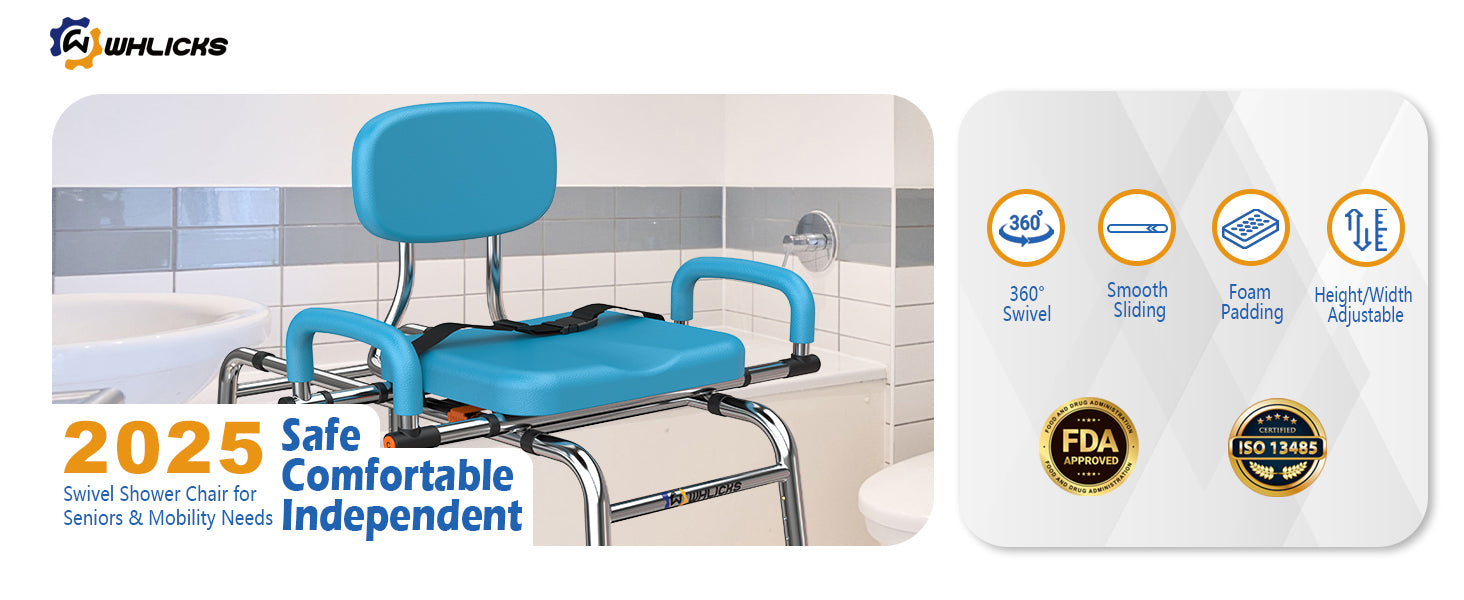 swivel shower chair for seniors and mobility needs