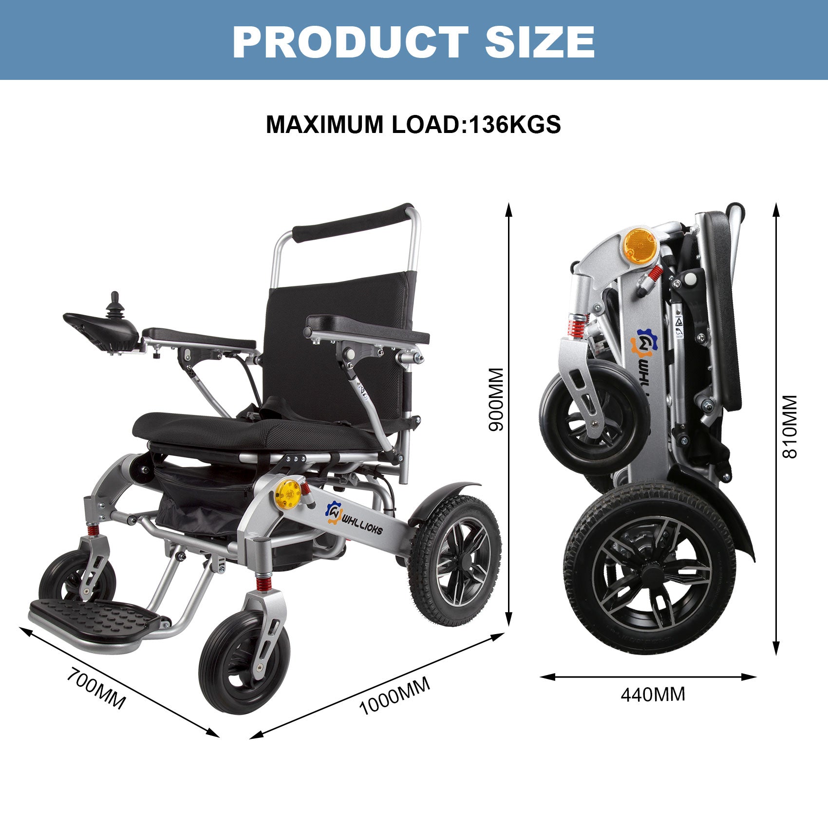 product size of electric wheelchair