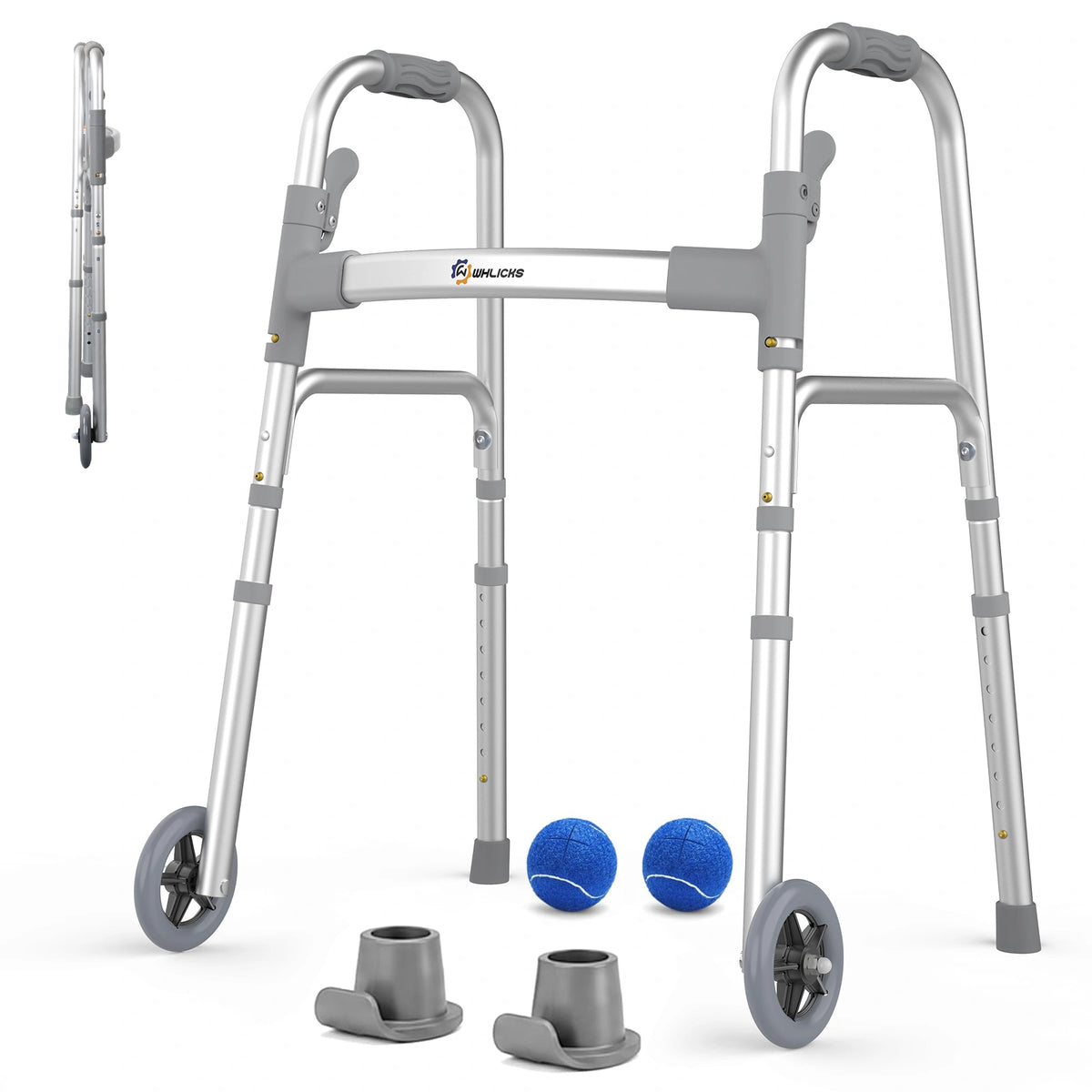Folding Walkers for Seniors with Storage Bag & Rear Ski Glides