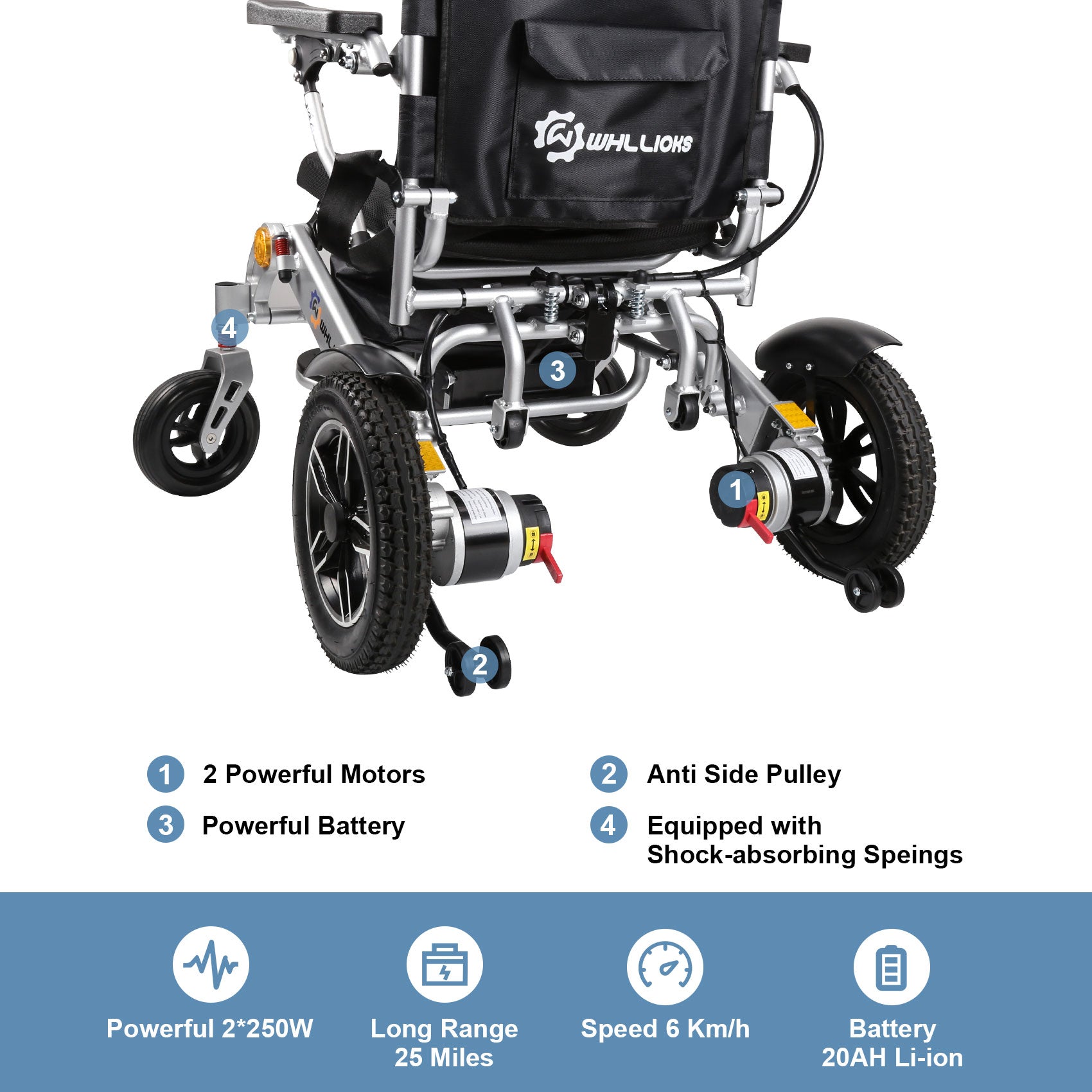 electric wheelchair with powerful motors