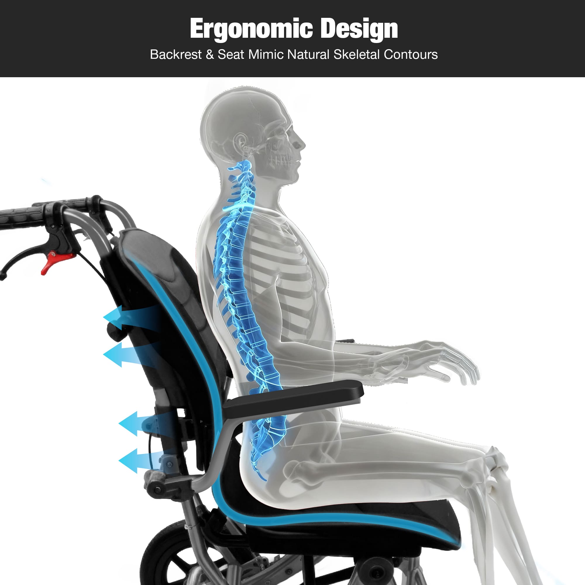 A04S Foldable Wheelchair – Ergonomic Travel Chair with 12″ All-Terrain Wheels