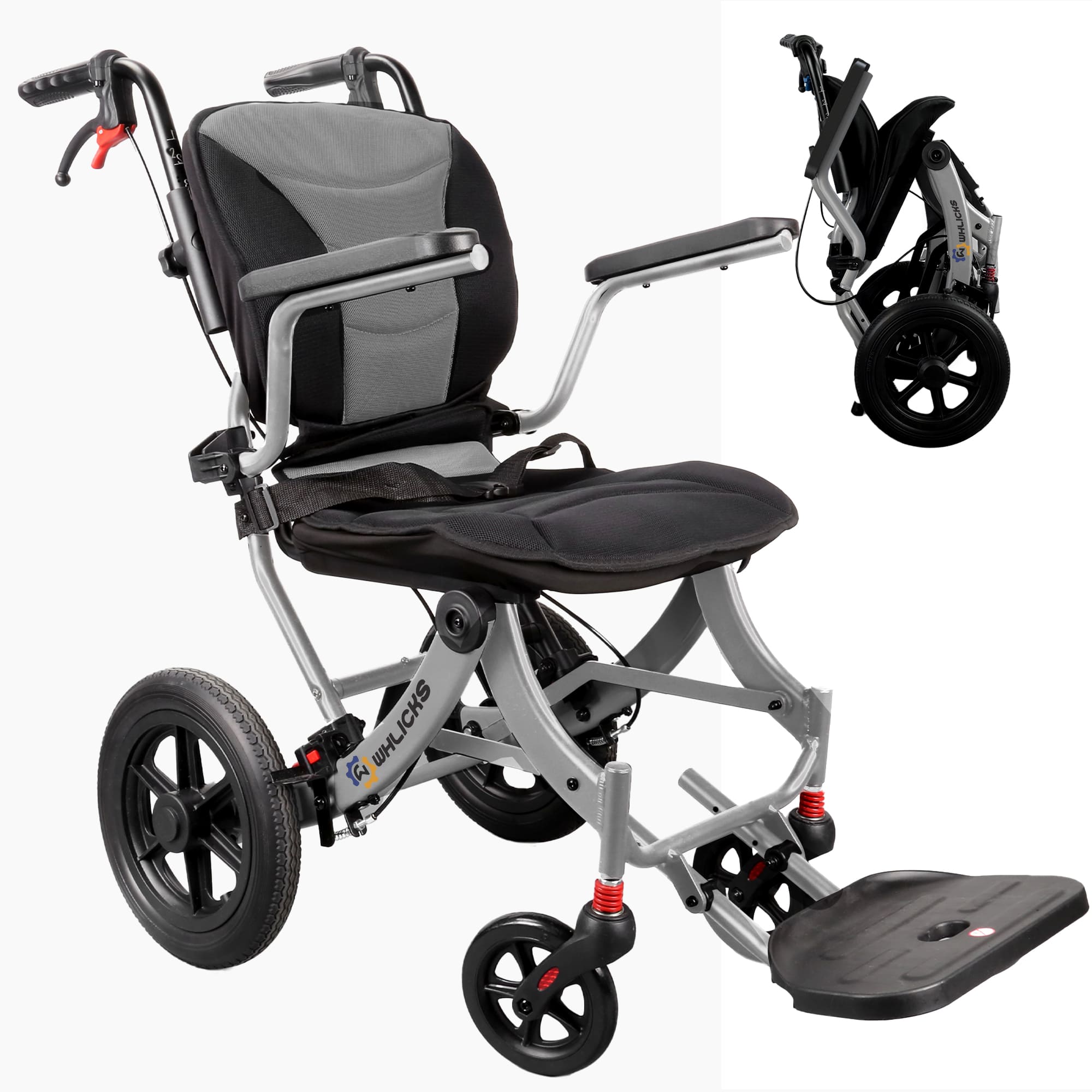 A04S Foldable Wheelchair – Ergonomic Travel Chair with 12″ All-Terrain Wheels