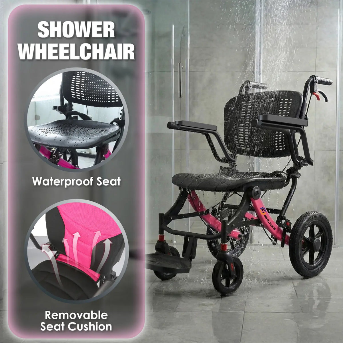 A04S Foldable Wheelchair – Ergonomic Travel Chair with 12″ All-Terrain Wheels
