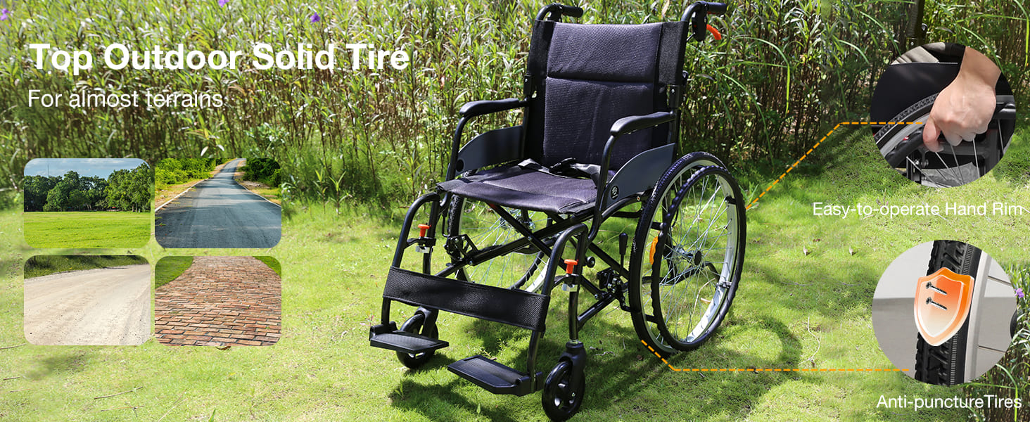 wheelchair with large rear wheels for rough terrain#color gray
