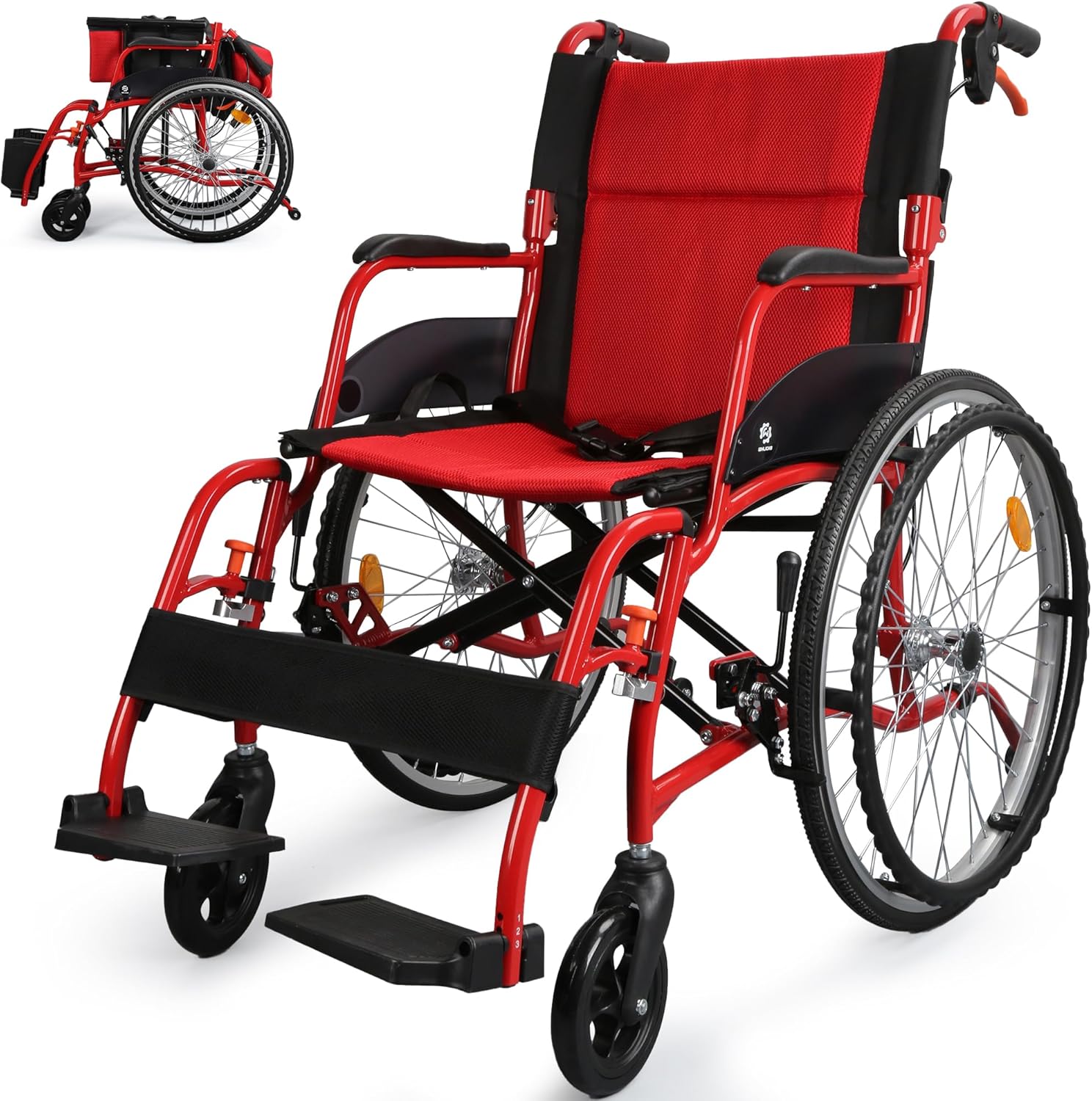 red transport wheelchair#color_red