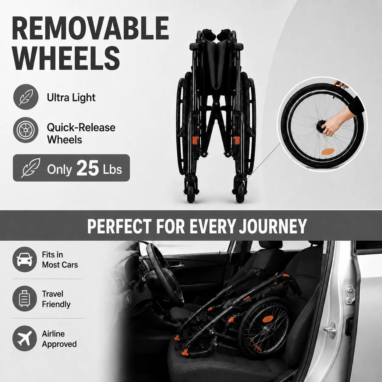 Premium Manual Wheelchair – 6 Colors, Lightweight & Ergonomic