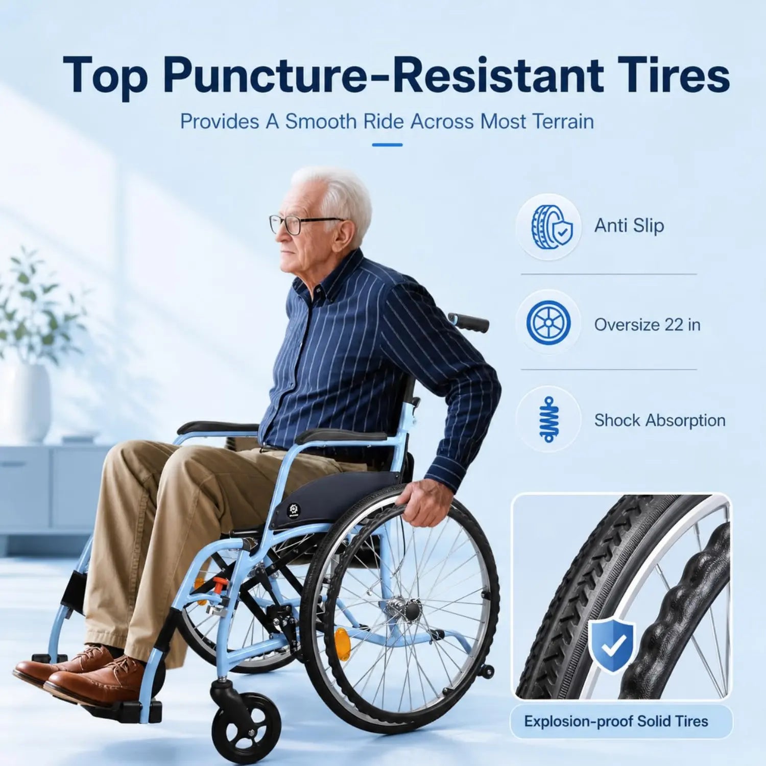 Lightweight Manual Wheelchair with Quick-Release Wheels