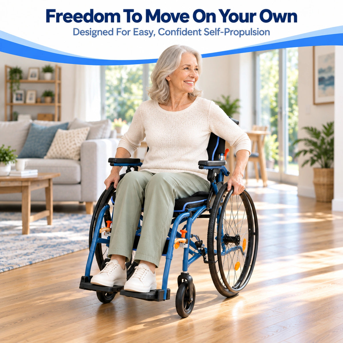 Magnesium Folding Wheelchairs for Adults, 24lb Ultra Lightweight Wheelchair