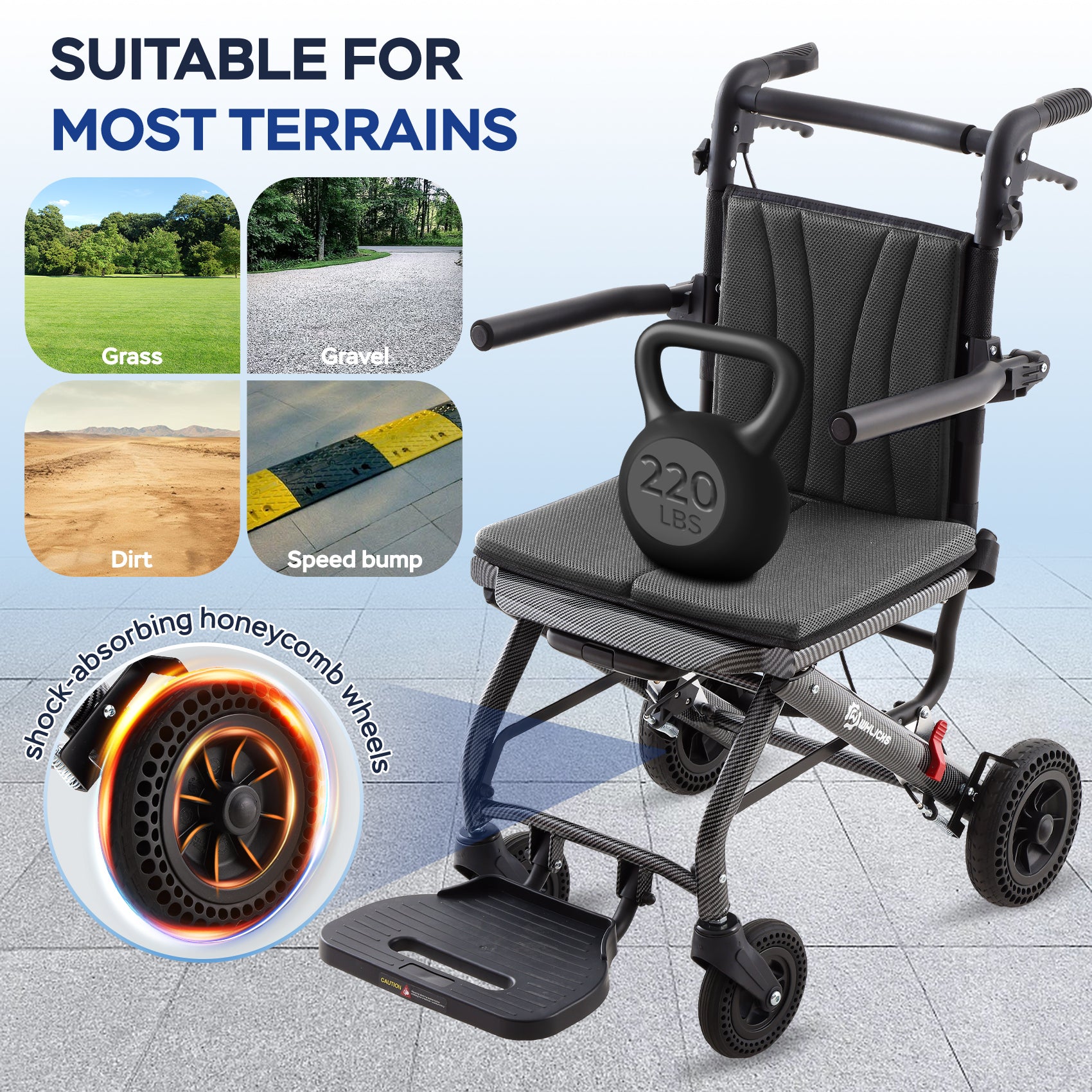 all terrain transport wheelchair#a09 black