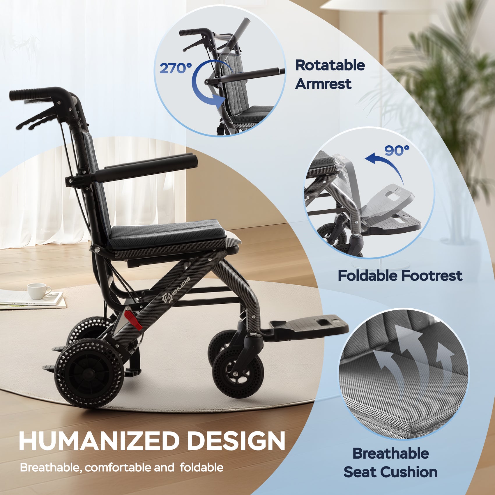 2-in-1 Transport Wheelchair & Shower Chair
