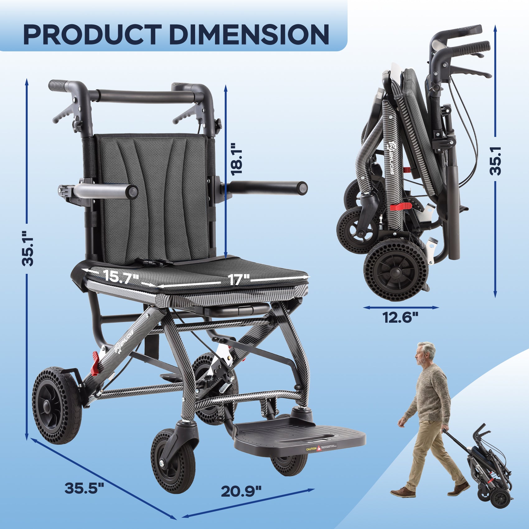 dimension of whlicks transport wheelchair#a09 black