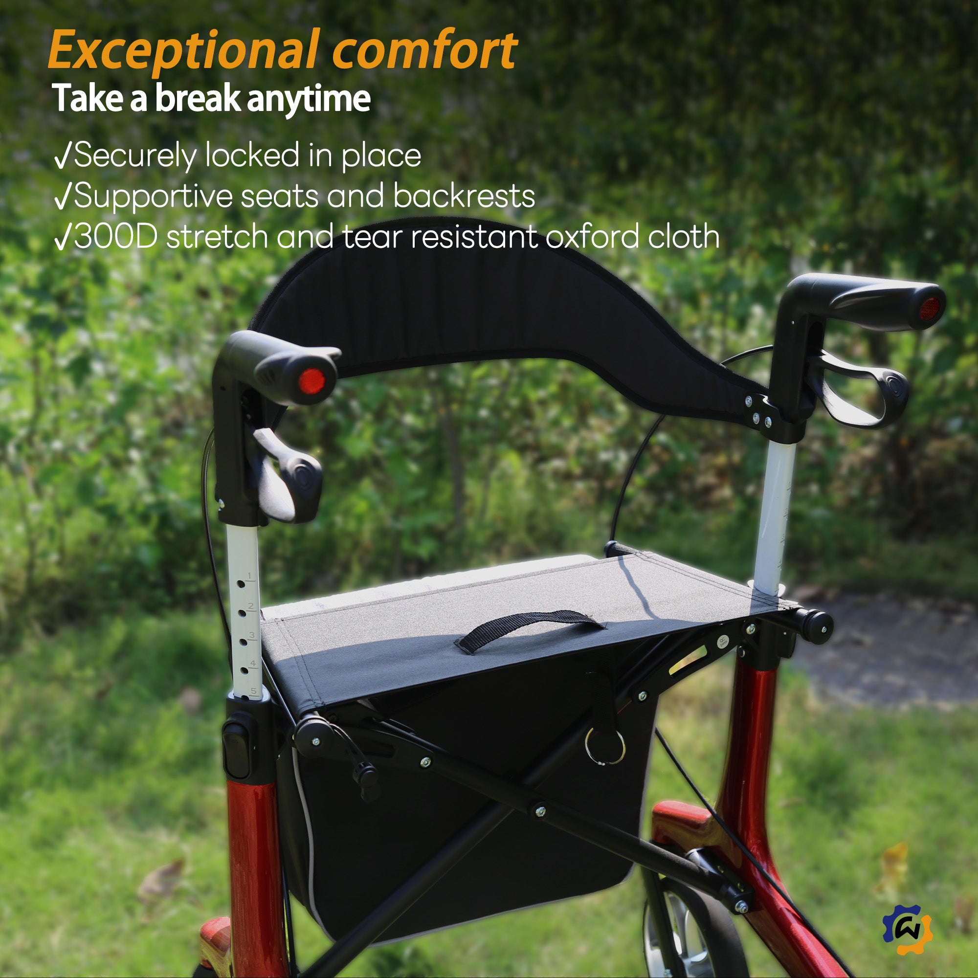 Carbon Ultralight 4-Wheel Rollator Walker – Premium Foldable Walker for Seniors with Seat & Organizer Bags