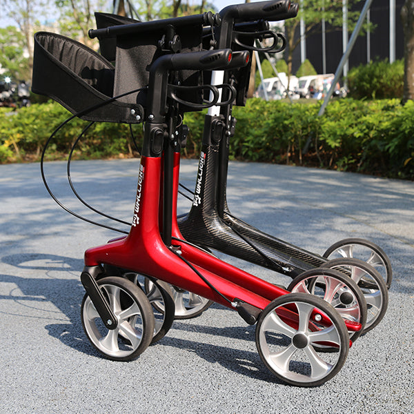 red foldable rollator walker