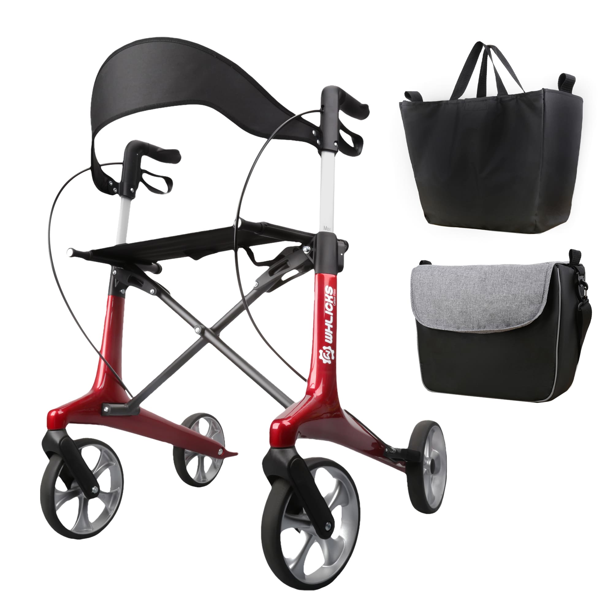 red rollator walker with seat and basket#color_red
