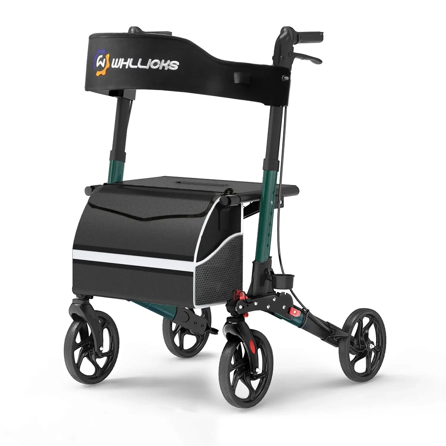 3-in-1 Heavy-Duty Foldable Rollator with Adjustable Handle Height, Supports 450 lbs