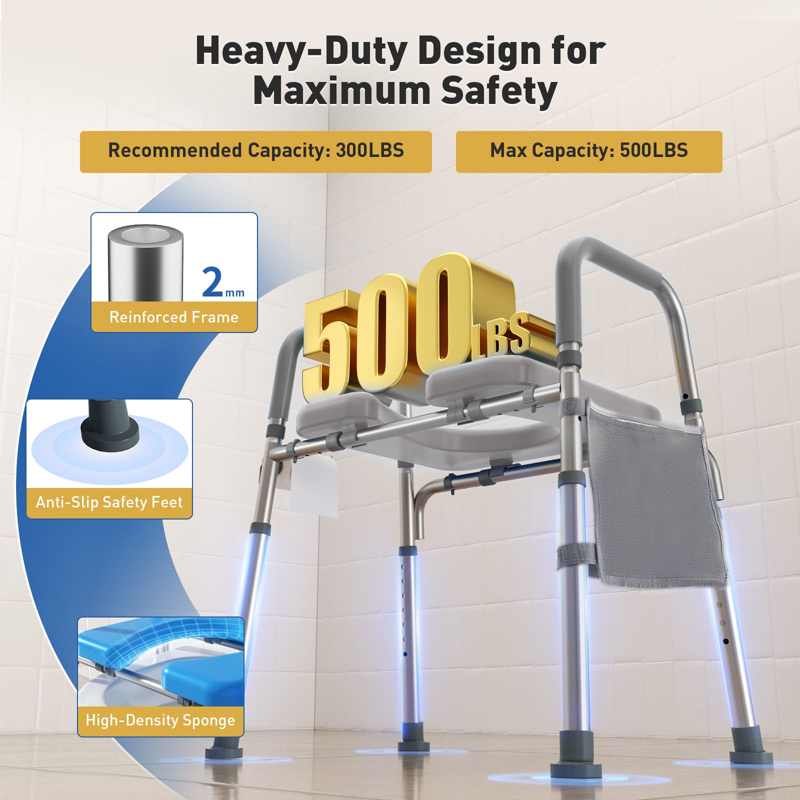 500 lbs with non-slip feet for maximum security#color_gray