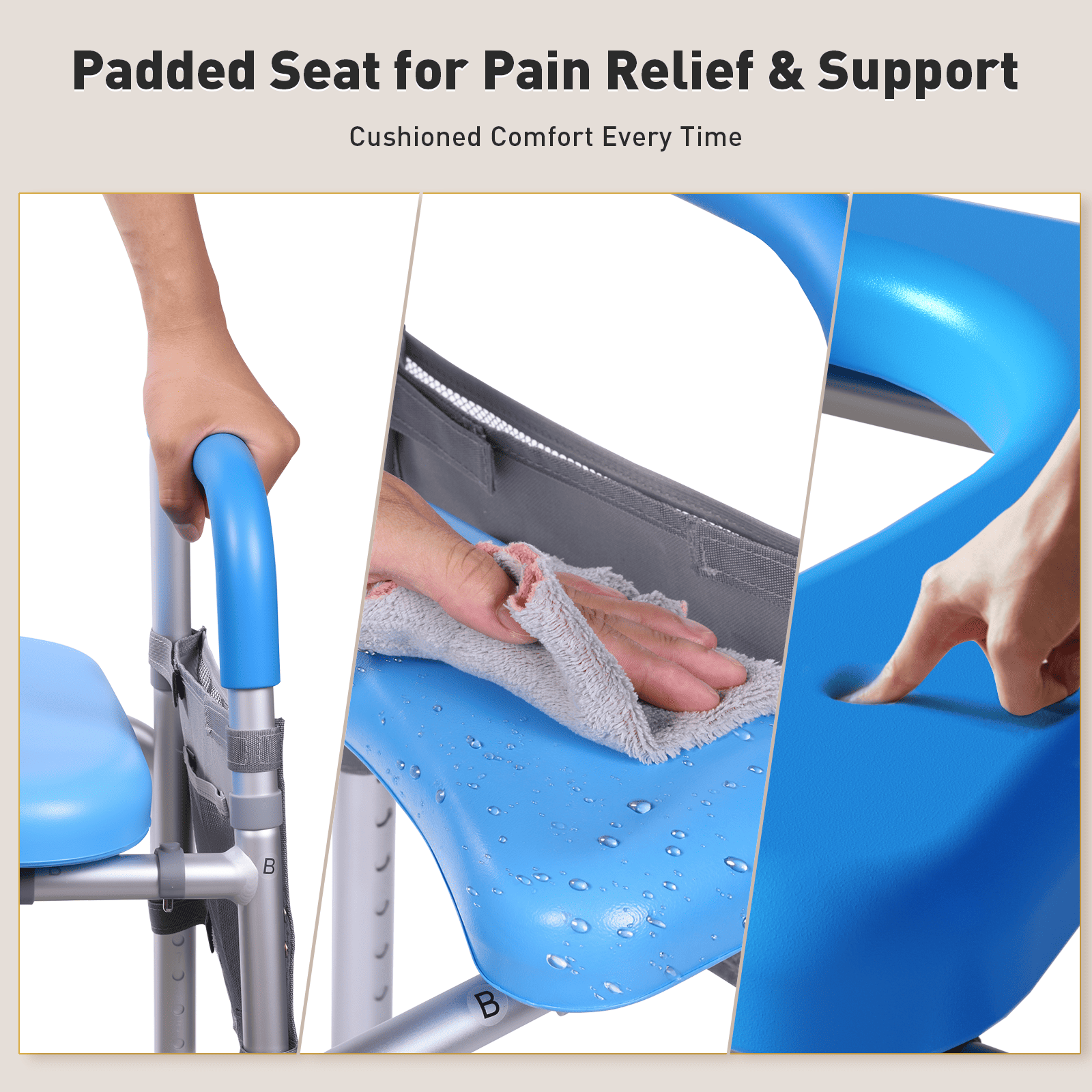 Whlicks Blue padded seat for Pain Relief & Support and Cushioned Comfort Every Time