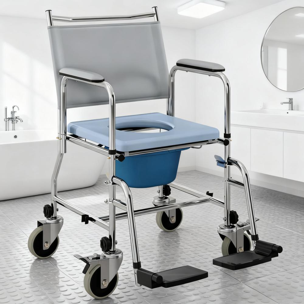 4-in-1 Foldable Rolling Home Chair with Padded Seat and Footrests