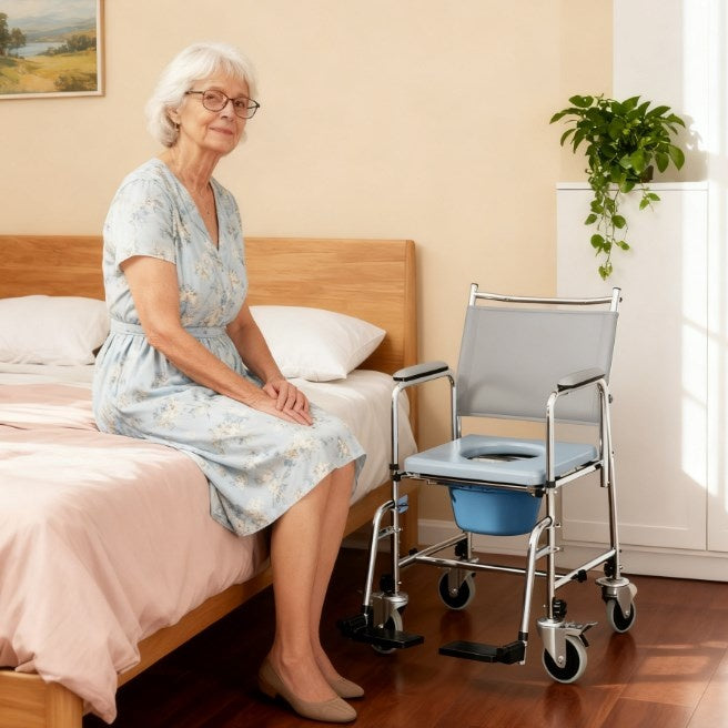 4-in-1 Foldable Rolling Home Chair with Padded Seat and Footrests