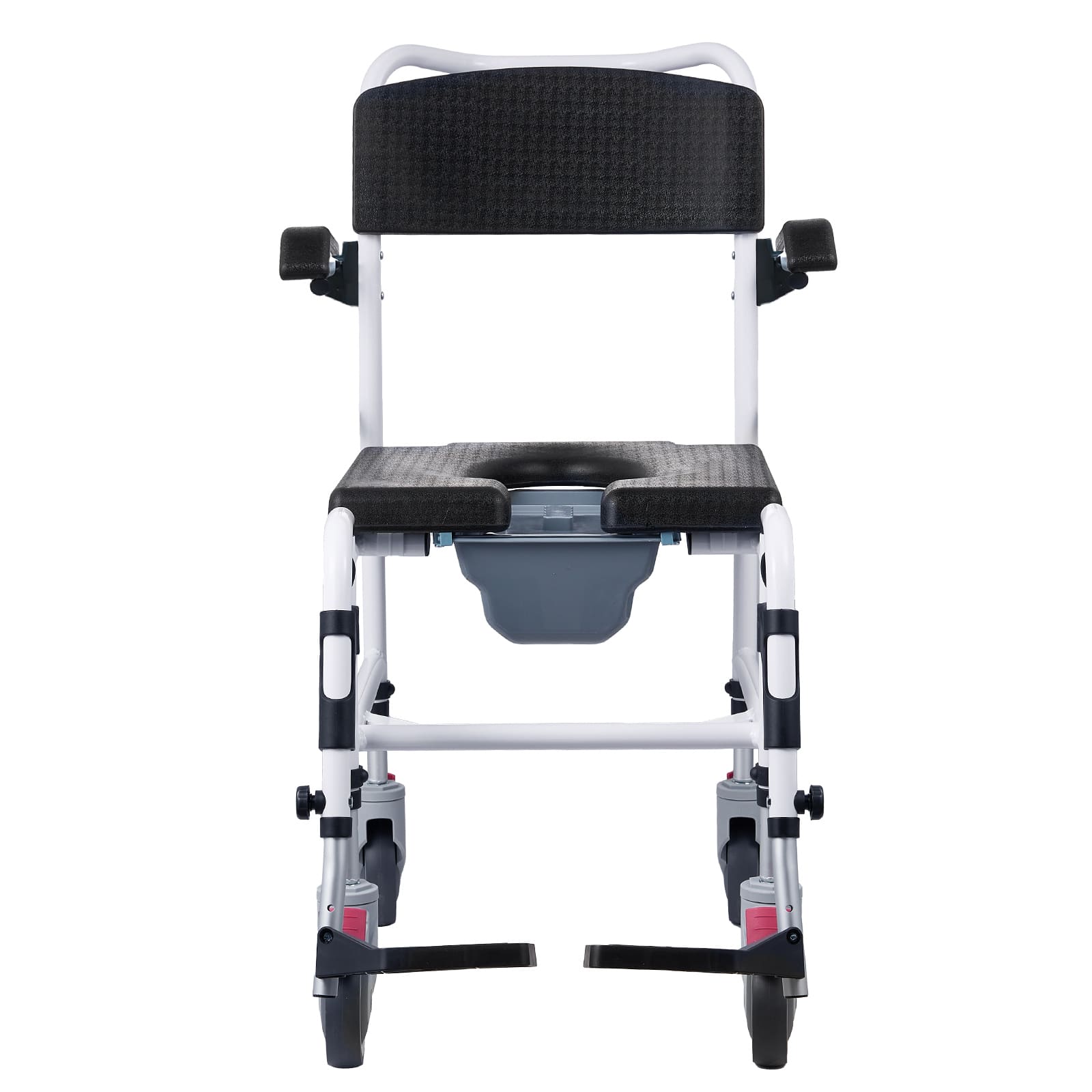 4-in-1 Shower Commode Wheelchair with Wheels & Adjustable Height
