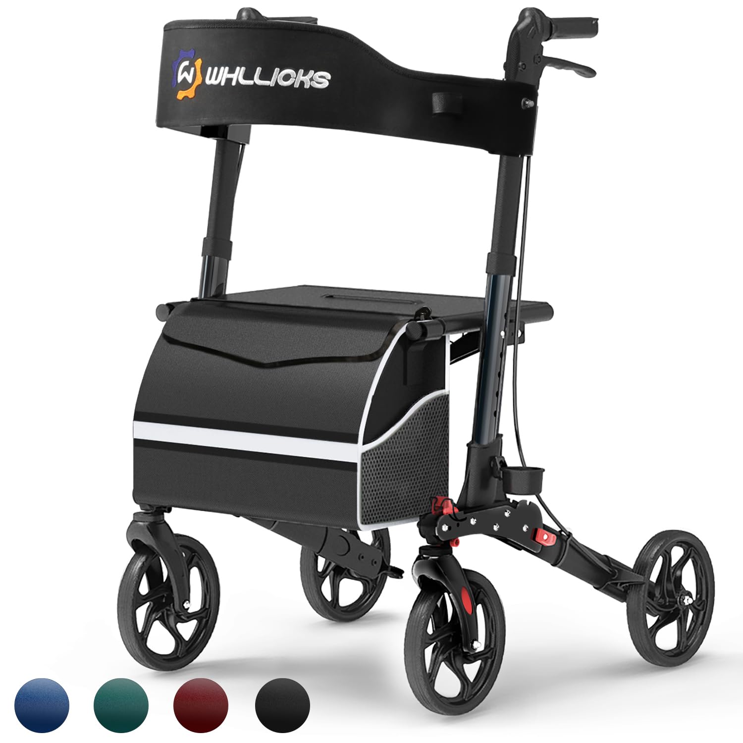 4 colors of rollator walker with seat