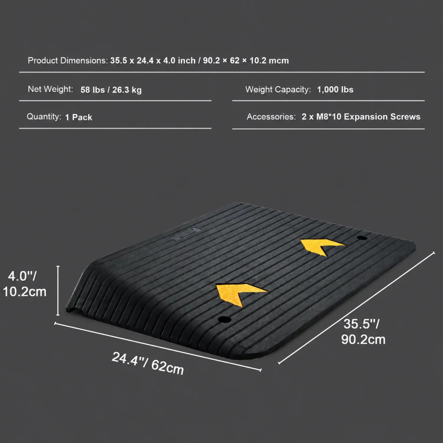 Rubber Threshold Ramp for Wheelchairs & Mobility Scooters