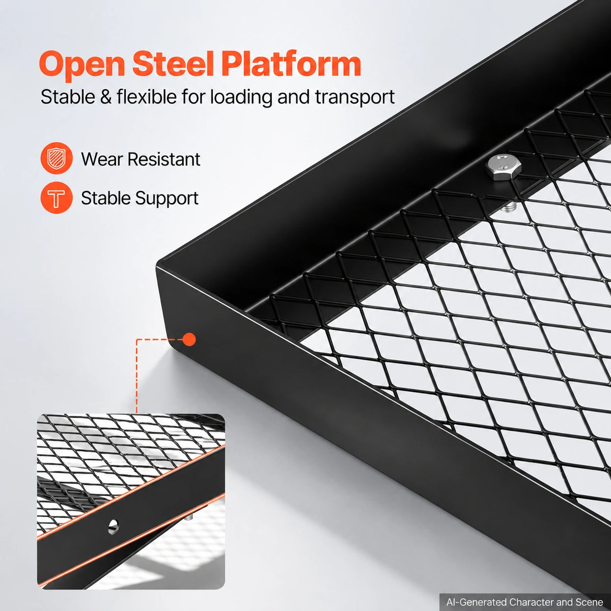 steel wheelchair carrier platform with anti wobble stabilizer kit