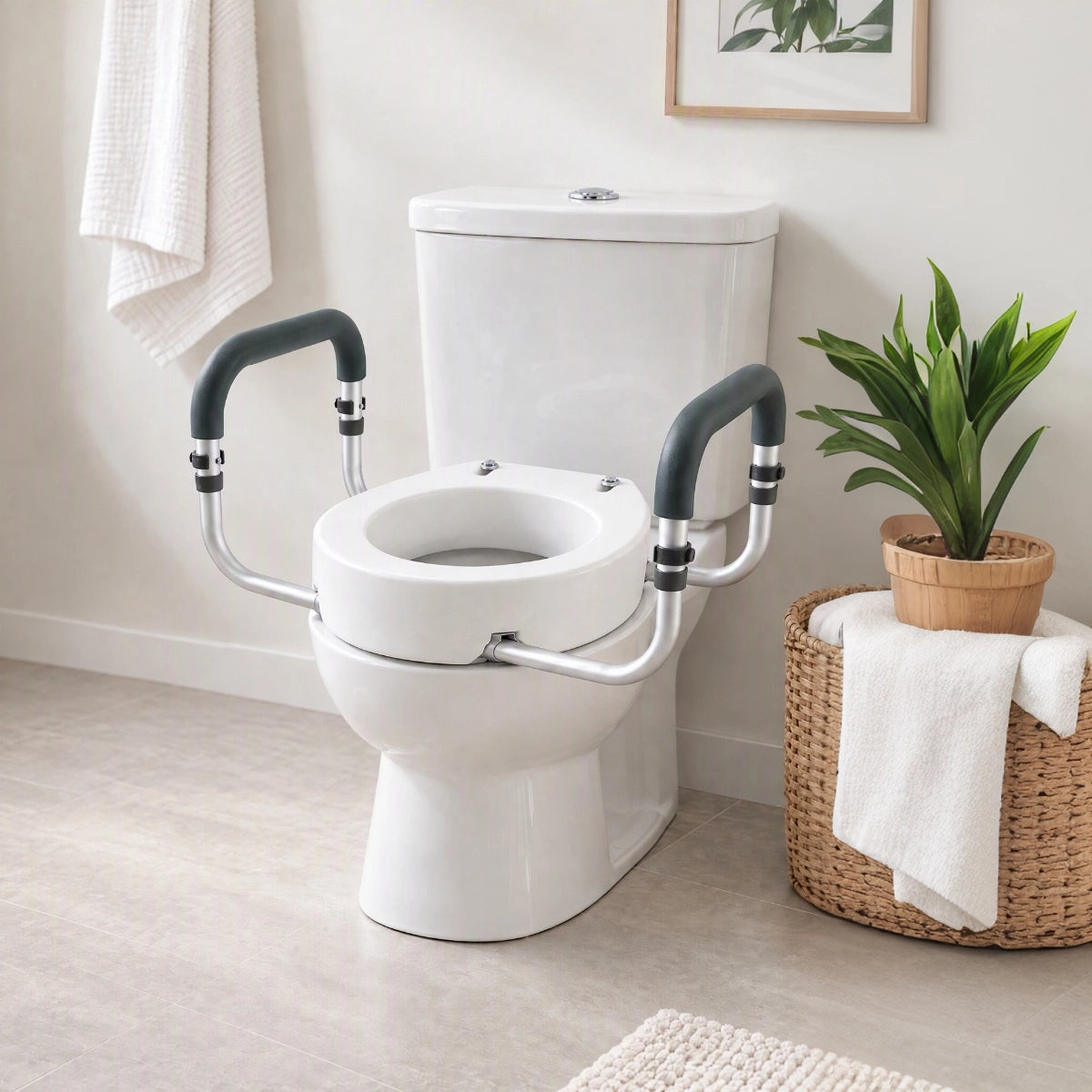 Raised Toilet Seat with Arms – 3.5″ Elevated Support for Safe & Easy Use