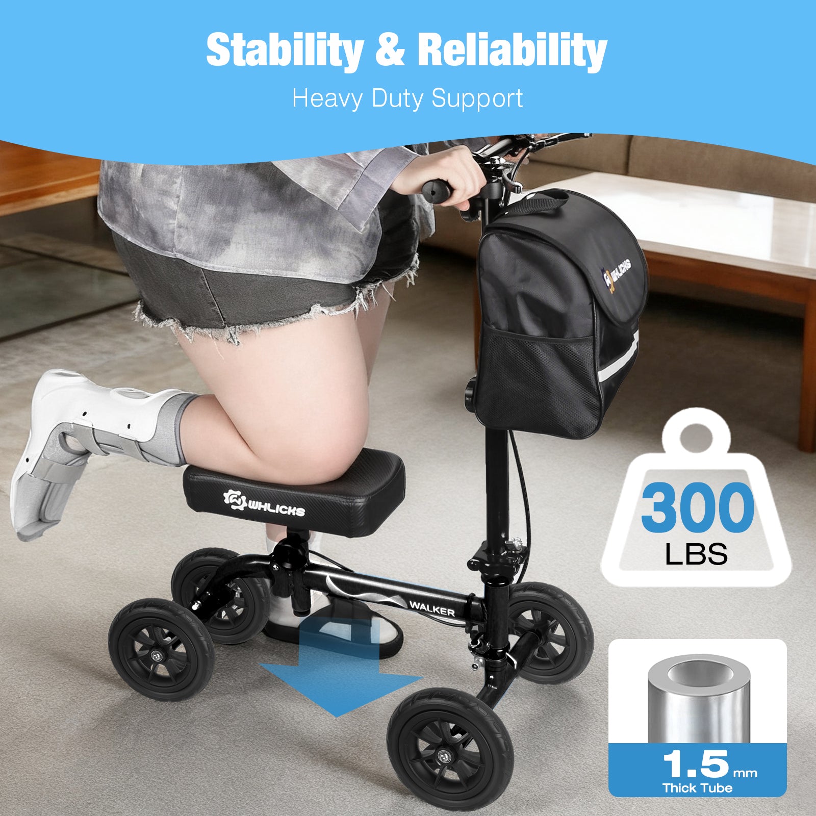 All-Terrain Knie-Scooter für Erwachsene – faltbarer Knie-Rollator zur Genesung nach Fuß- und Knöchelverletzungen