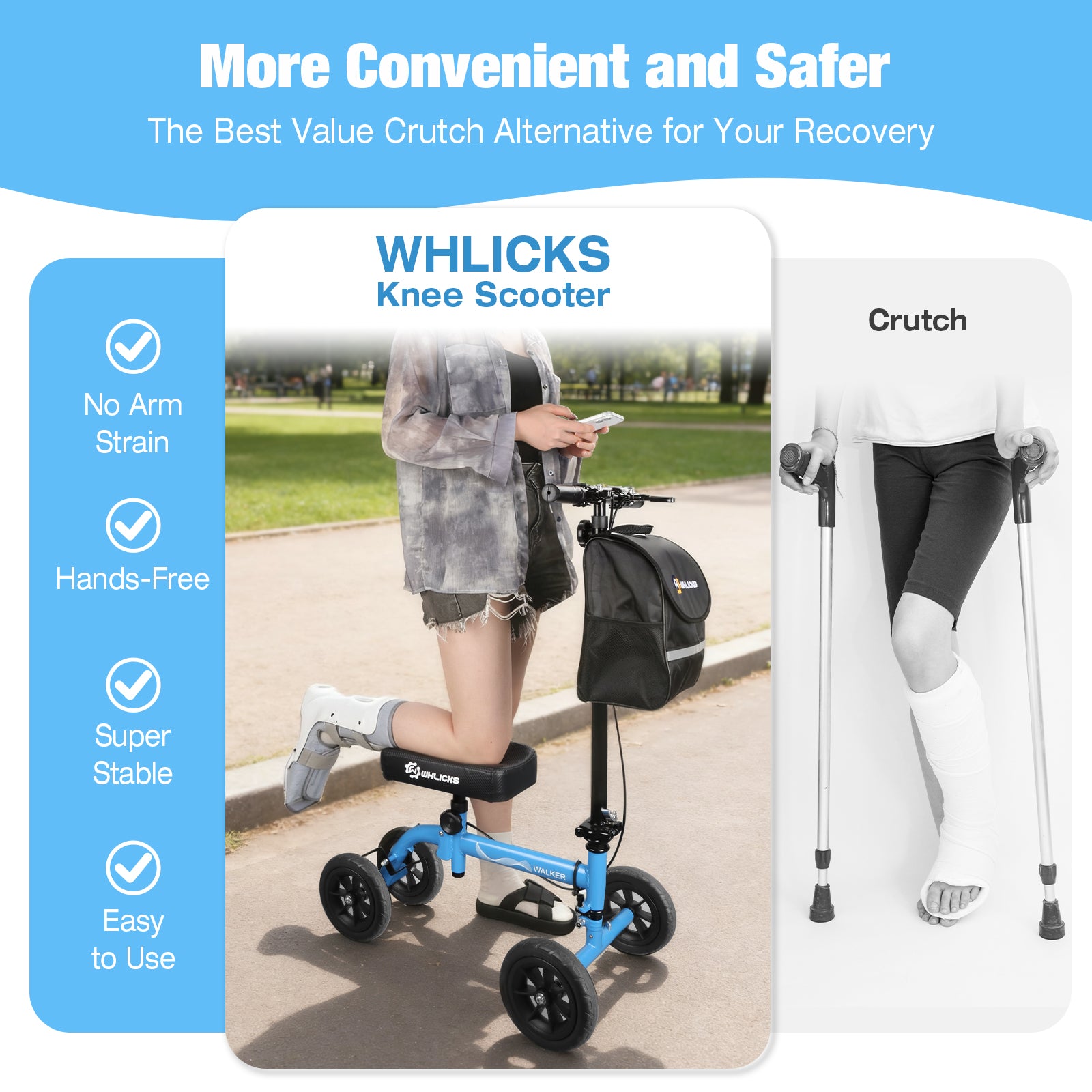 All Terrain Knee Scooter for Adults – Foldable Knee Walker for Foot & Ankle Injury Recovery