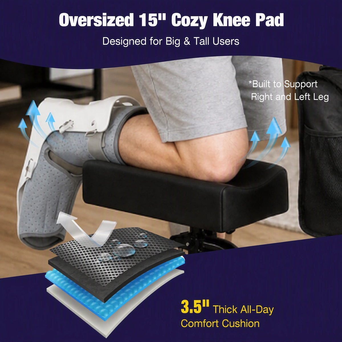 All Terrain Knee Scooter for Foot Injuries, 15" Big Knee Pad
