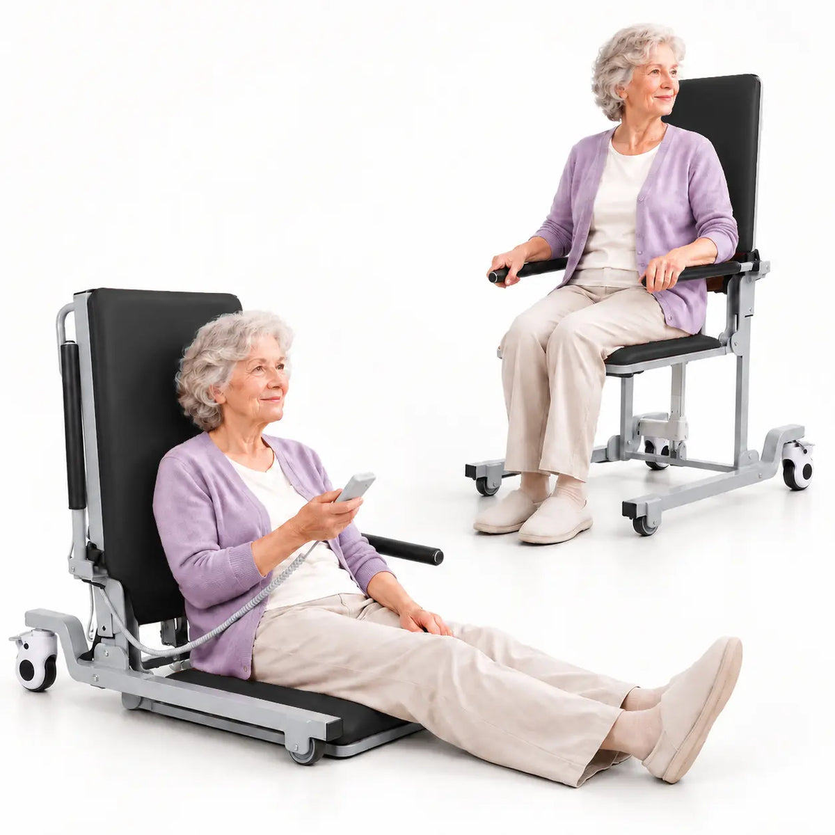 Electric Floor Lift Chair, Height-Adjustable Patient Transfer Chair, 330 lb