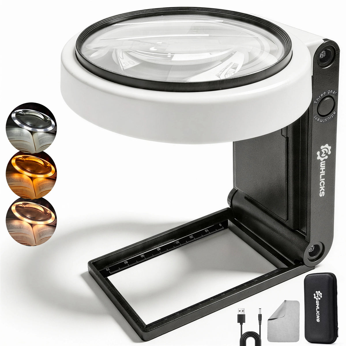 10X/25X Magnifying Glass with Light & Foldable Stand, 32 LEDs