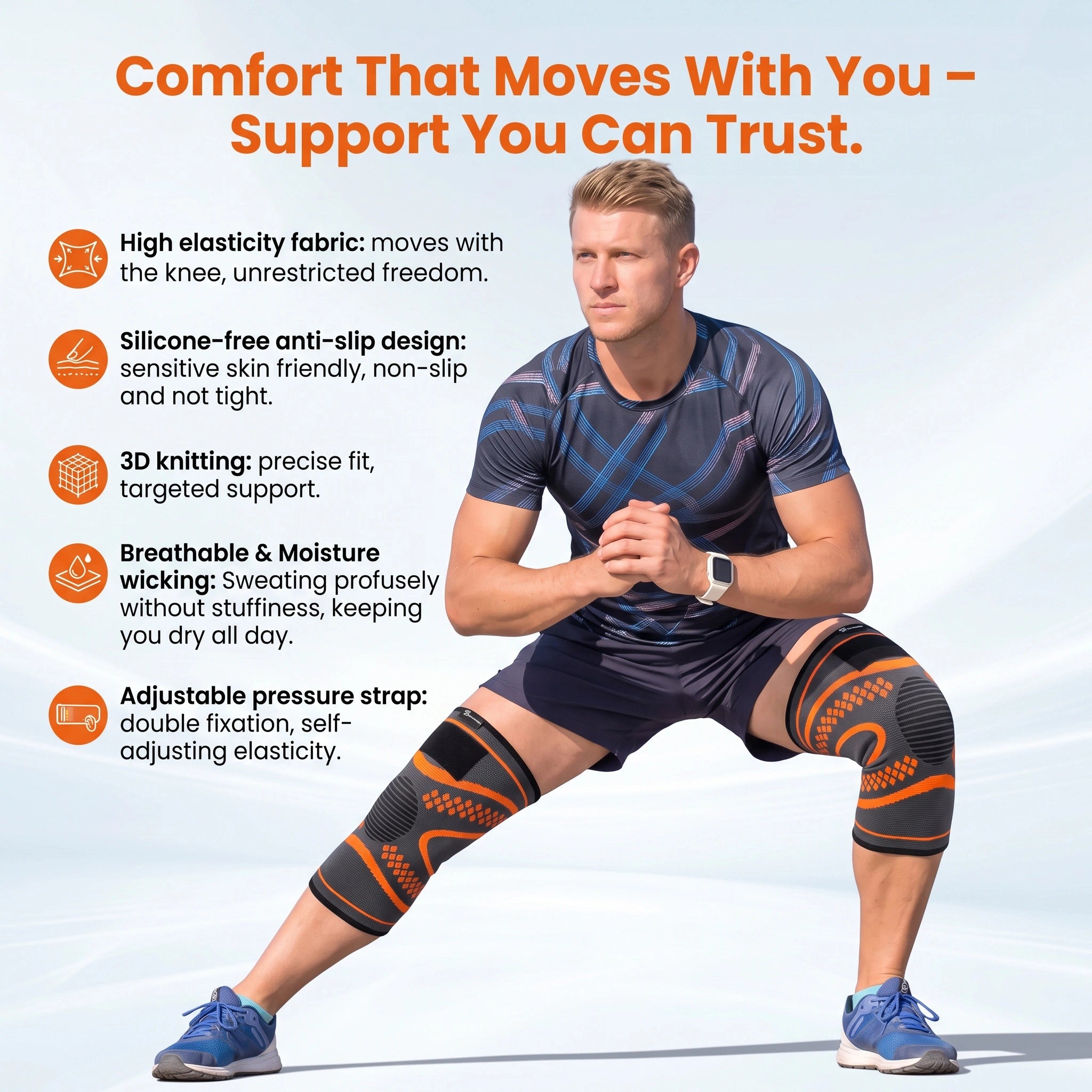 Knee Braces for Women & Men with Compression Straps