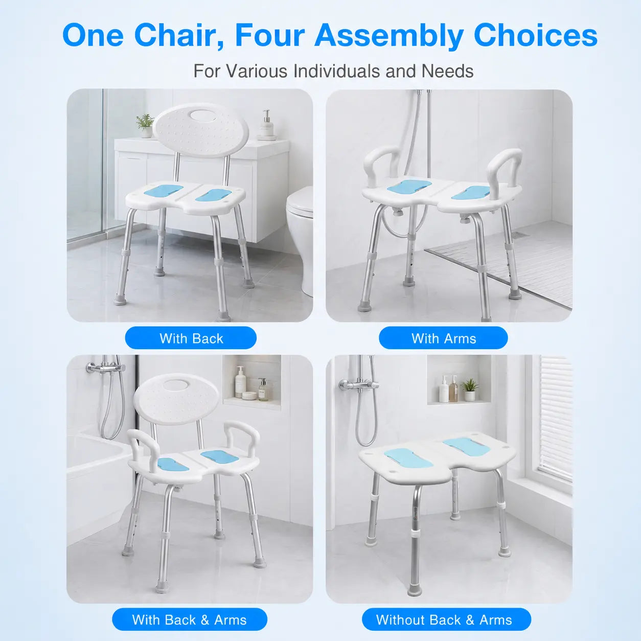 Extra-Wide Adjustable Shower Chairs for Seniors & Bariatric Users