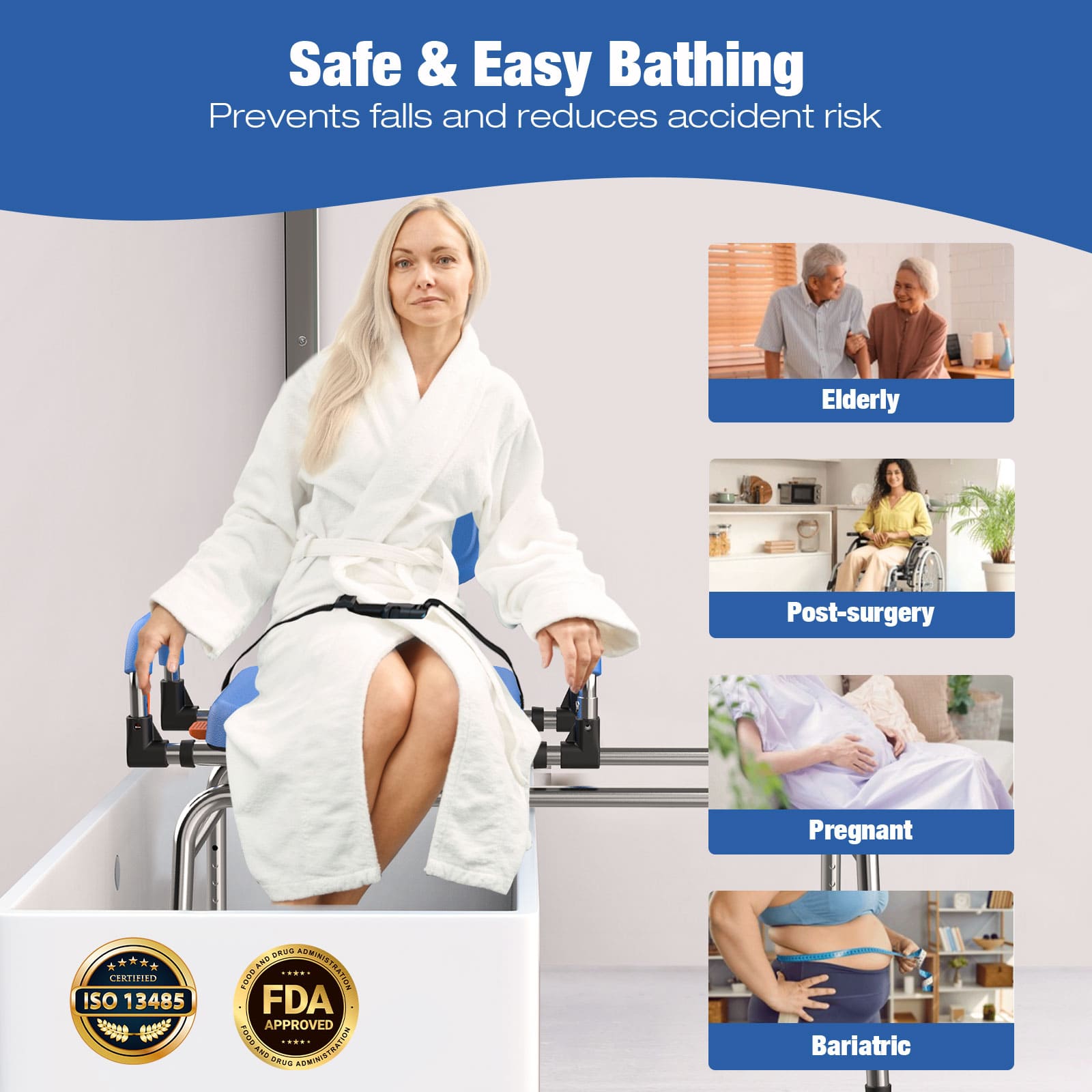 Whlicks brings safy and easy bathing, preventing falls and reducing accident risk