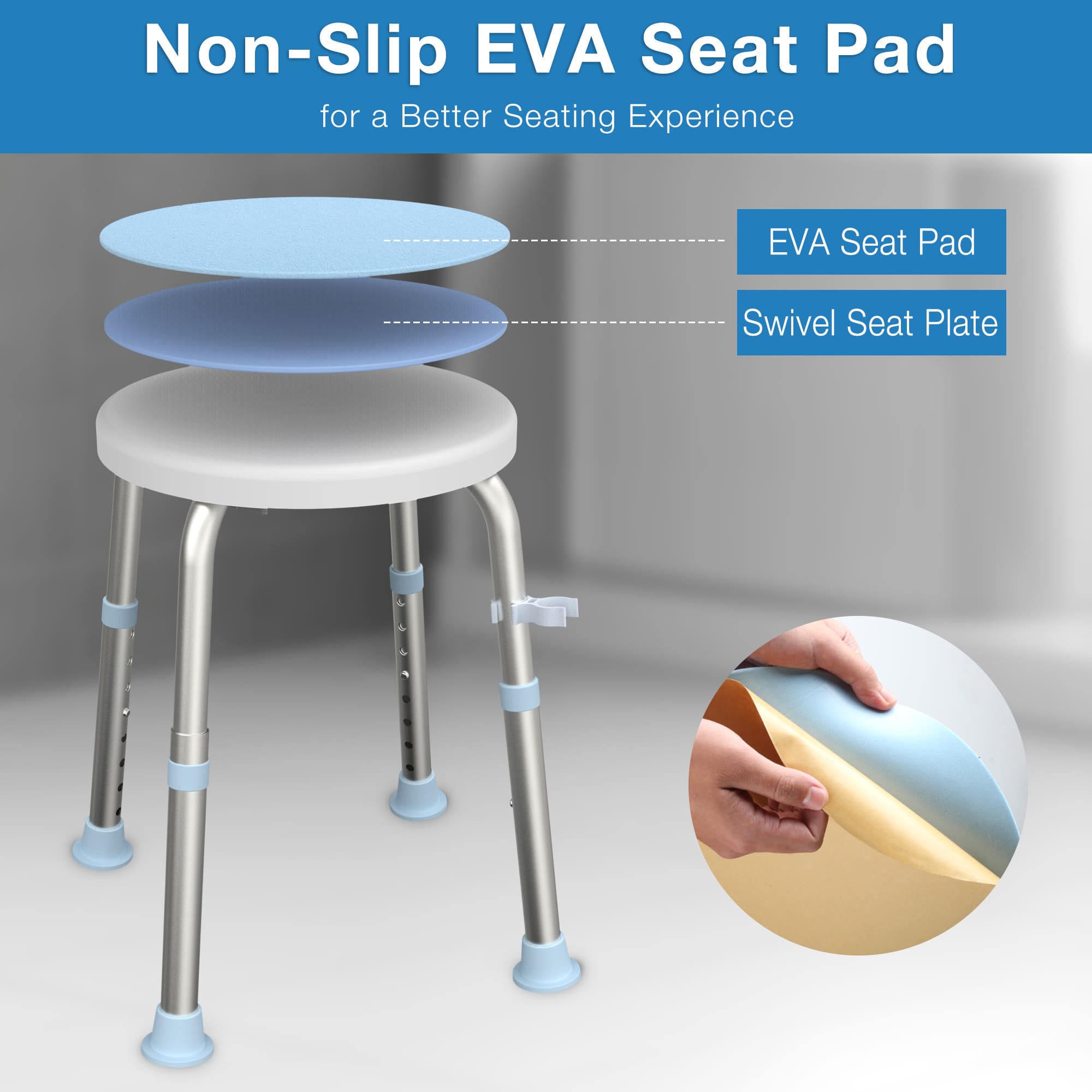 Whlicks Swivel Shower Stool – Adjustable Bath Chair for Seniors & Injury Recovery