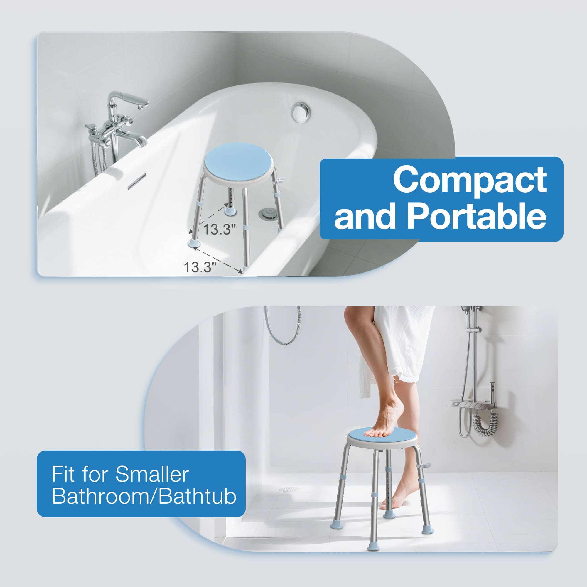 Whlicks Swivel Shower Stool – Adjustable Bath Chair for Seniors & Injury Recovery