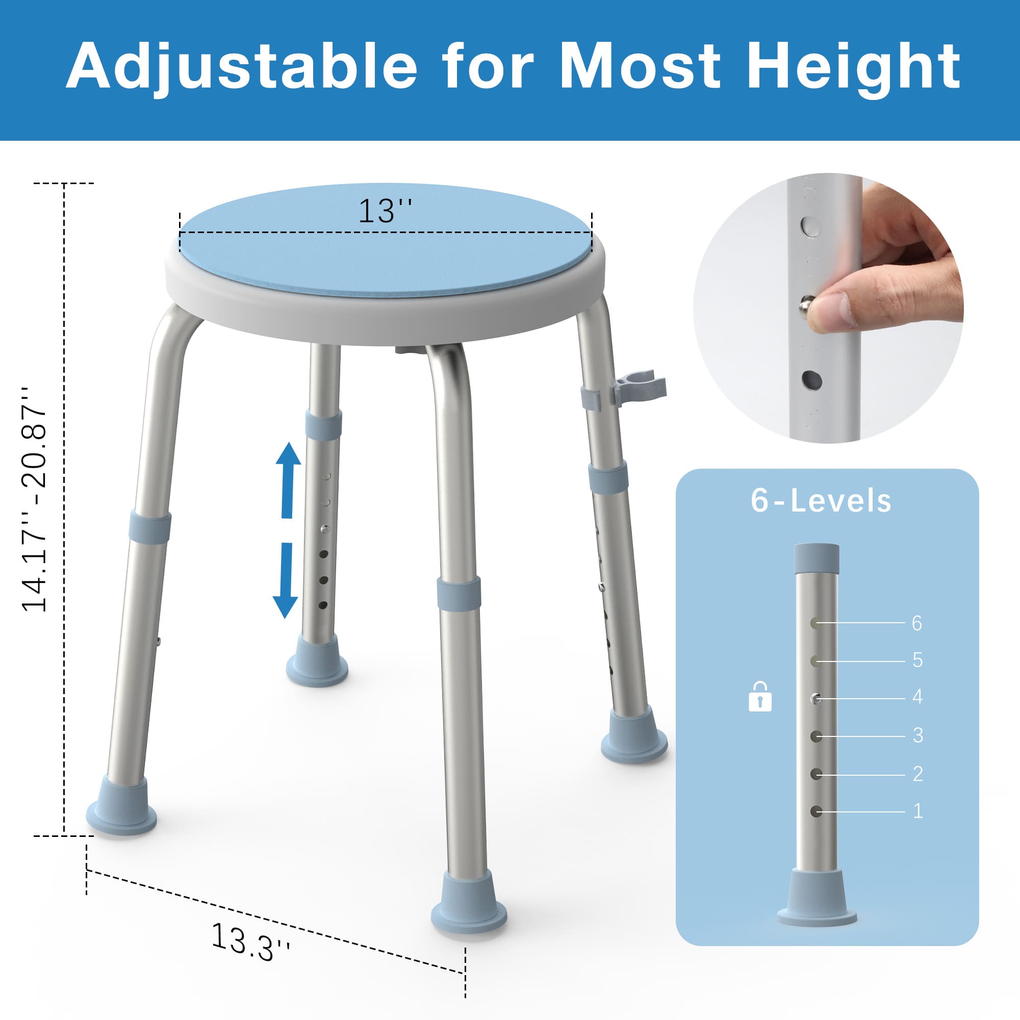 Whlicks Swivel Shower Stool – Adjustable Bath Chair for Seniors & Injury Recovery