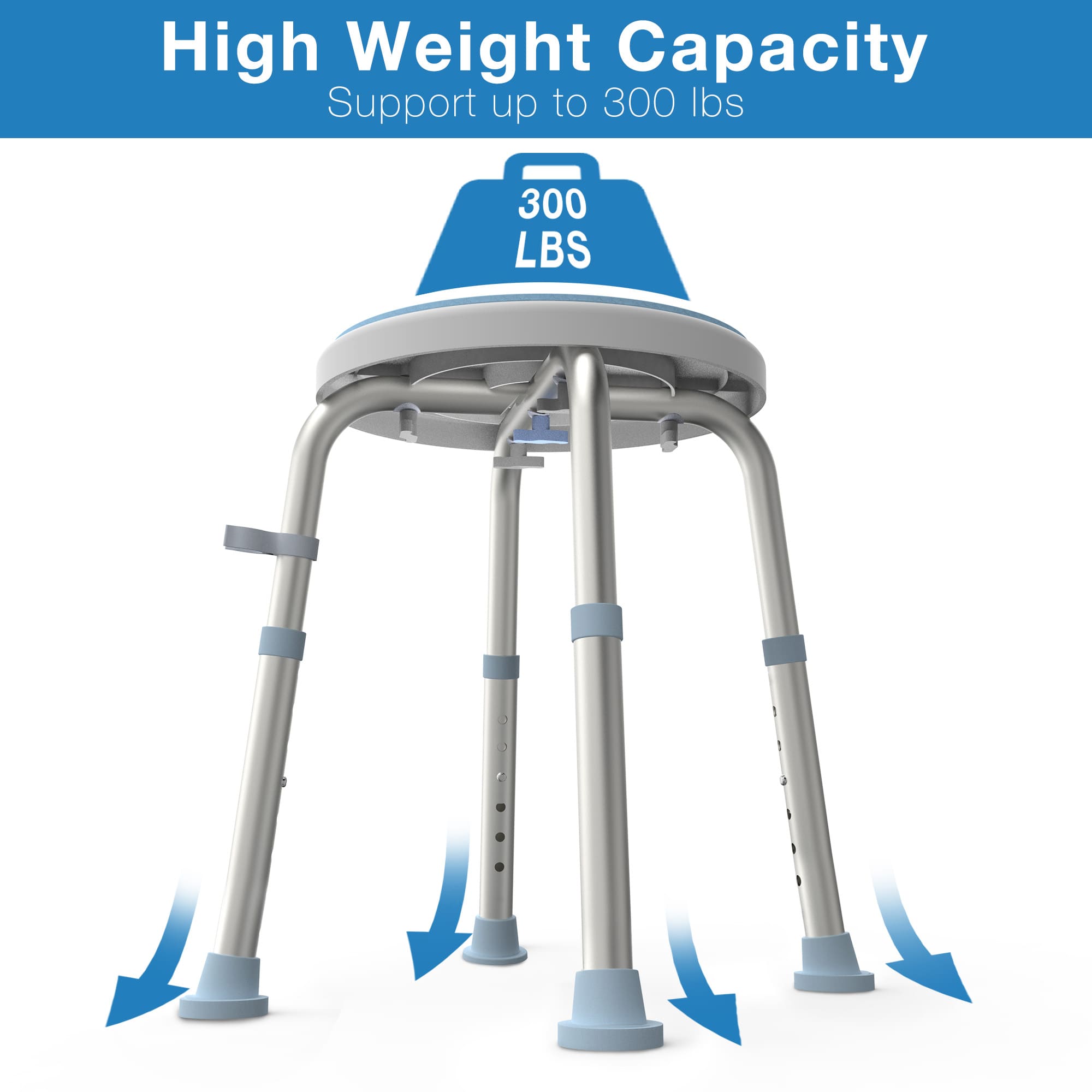 Whlicks Swivel Shower Stool – Adjustable Bath Chair for Seniors & Injury Recovery