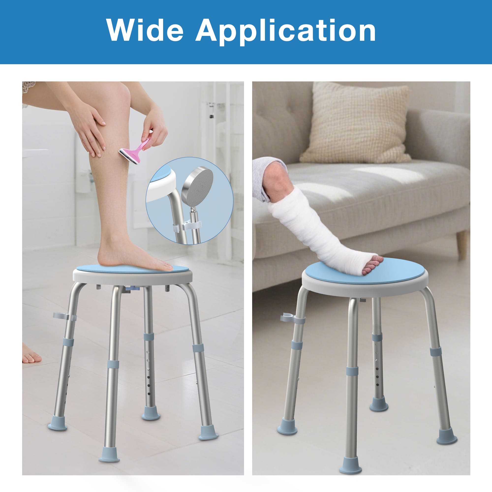 Whlicks Swivel Shower Stool – Adjustable Bath Chair for Seniors & Injury Recovery