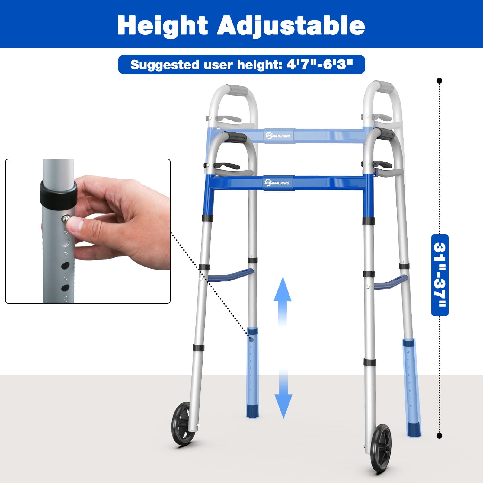 height adjustable mobility walkers#color_blue