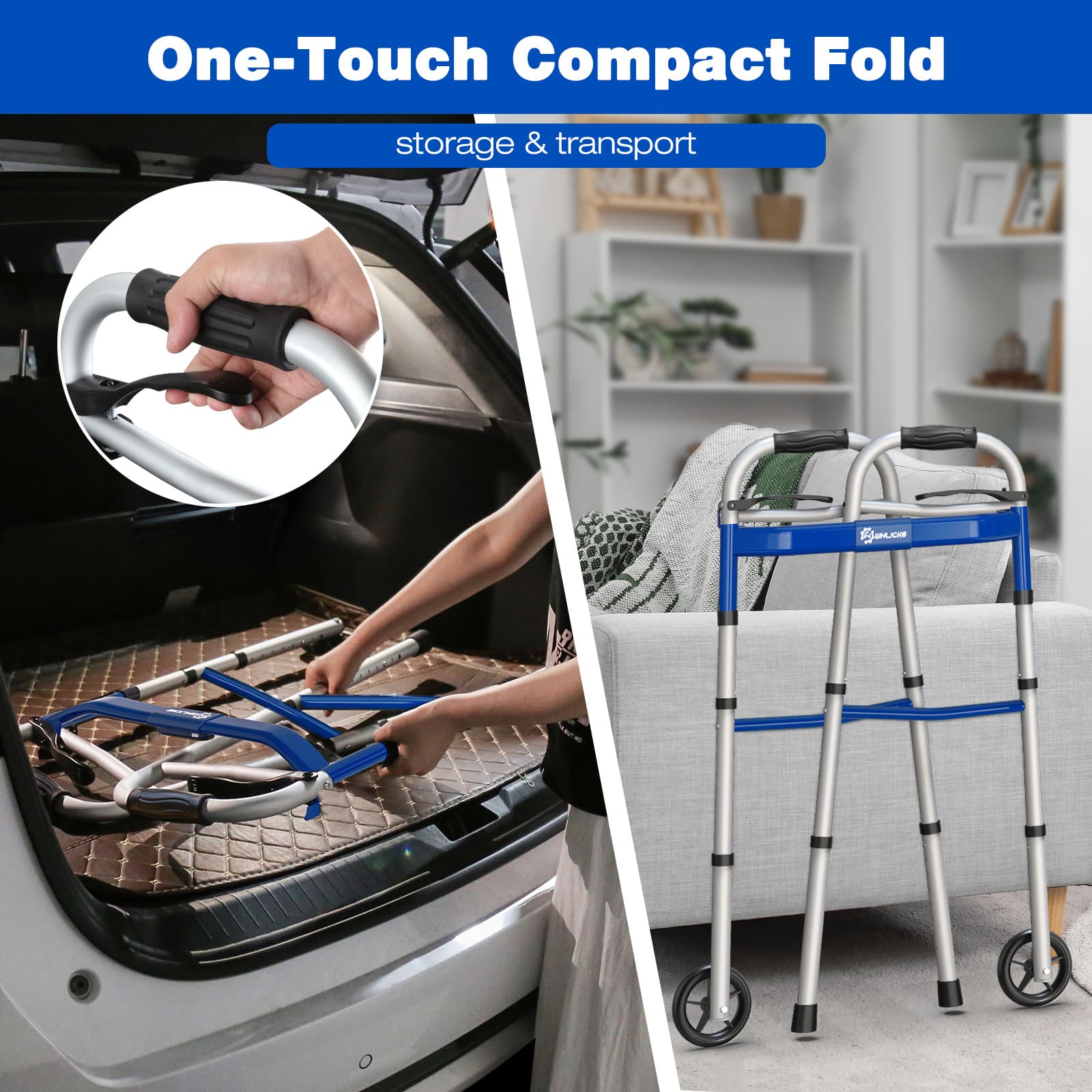 one-touch compact fold walker#color_blue