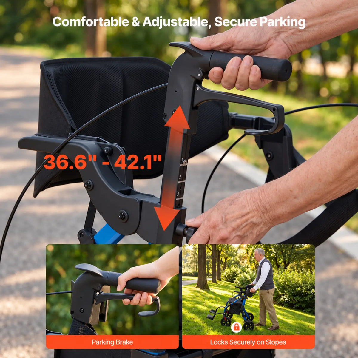 Lightweight 2-in-1 Rollator Walker & Transport Chair