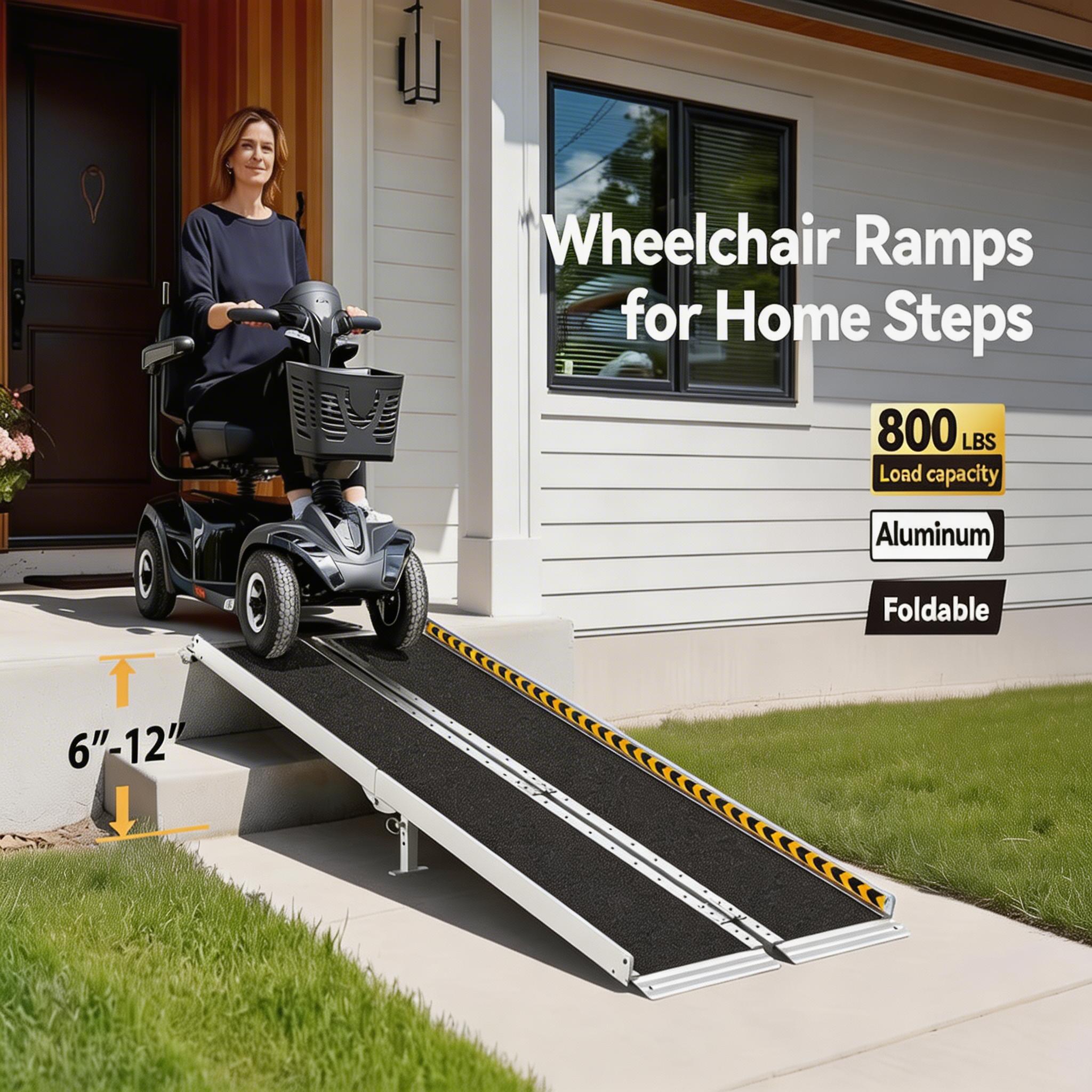 Portable 6-10FT Aluminum Ramp for Wheelchairs & Mobility Scooters