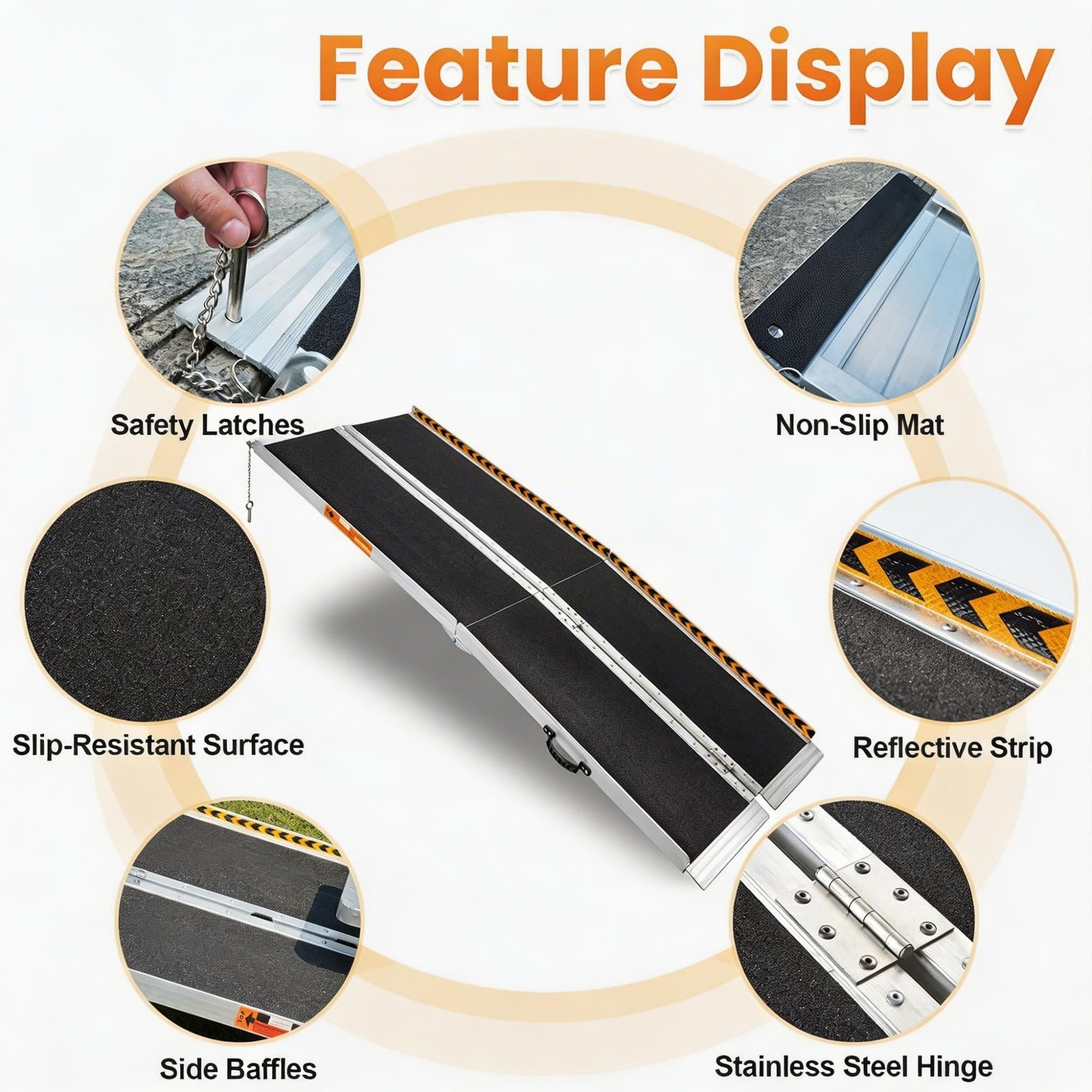 Portable 4-10FT Aluminum Ramp for Wheelchairs & Mobility Scooters