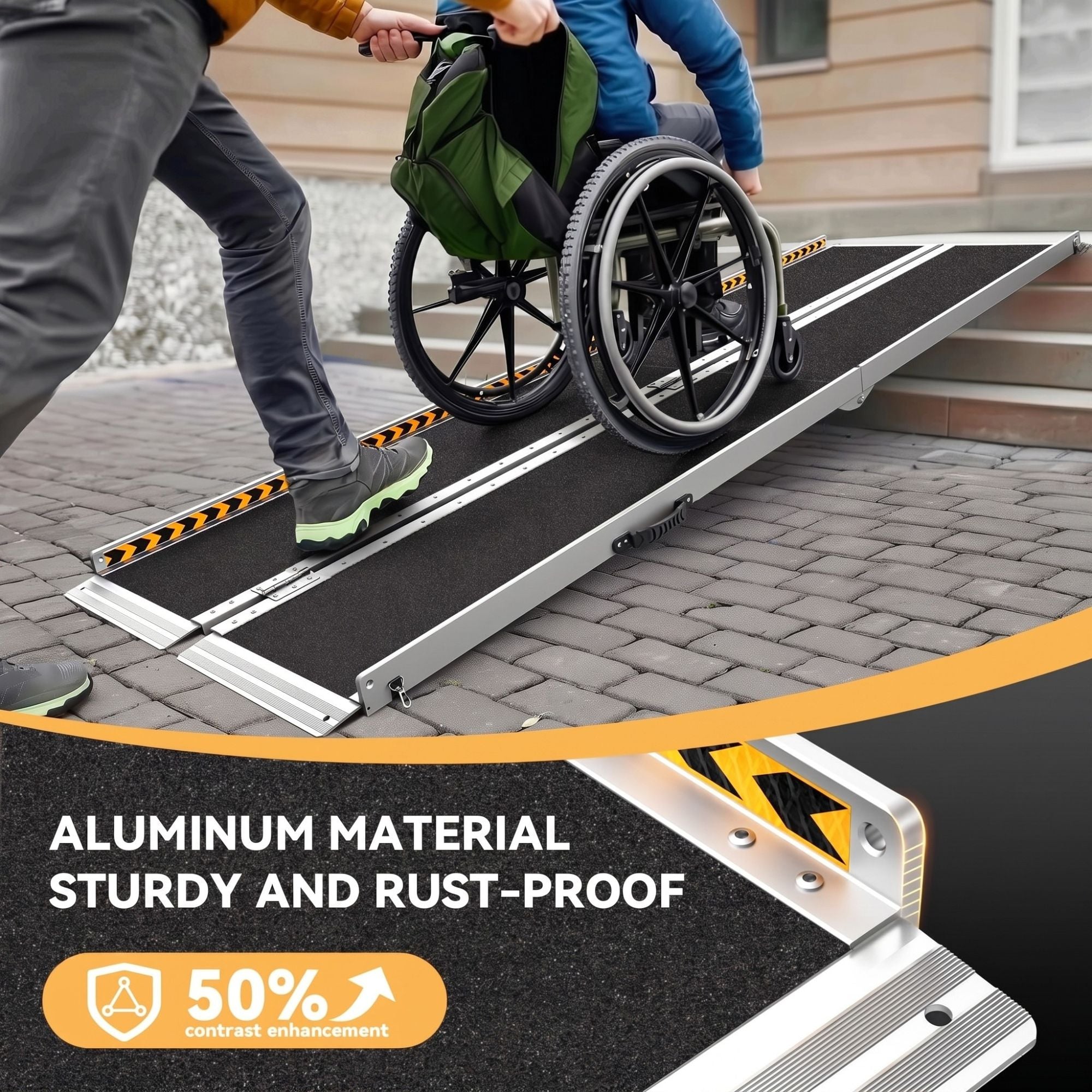 Portable 4-10FT Aluminum Ramp for Wheelchairs & Mobility Scooters