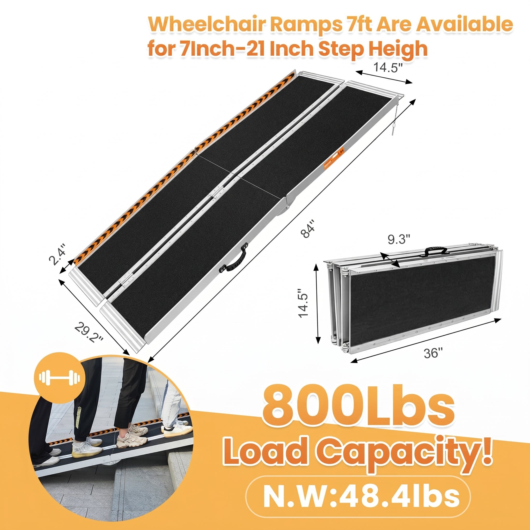 Portable 6-10FT Aluminum Ramp for Wheelchairs & Mobility Scooters