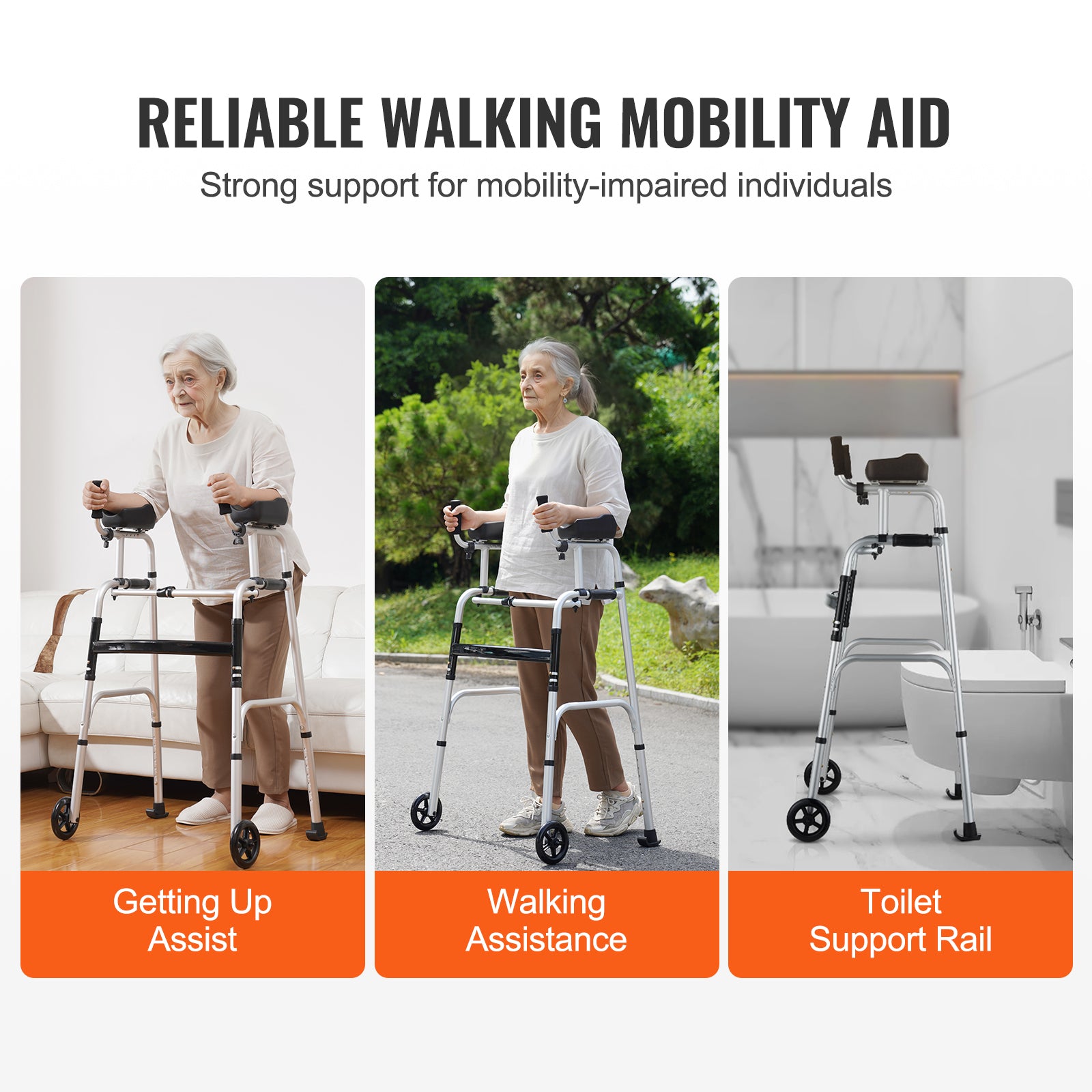 Vevor Premium 2-in-1 Folding Walker with Armrests