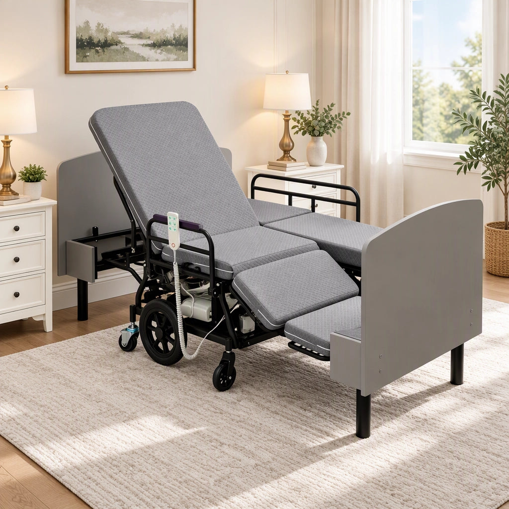3-in-1 Electric Nursing Bed for Seniors with Wheelchair & Stretcher